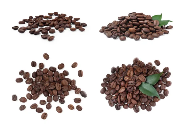 白を基調にローストコーヒー豆とセット トップビュー — ストック写真