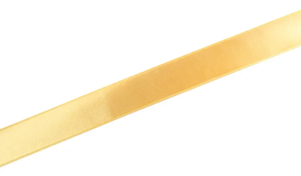 Золотая Атласная Лента Белом Фоне Вид Сверху — стоковое фото