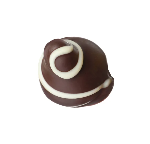 Délicieuse Truffe Chocolat Sucré Isolée Sur Blanc — Photo