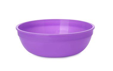 Beyaz arka planda plastik kase. Bebek maması servisi.