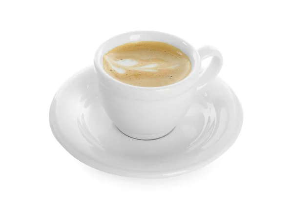 Xícara Café Saboroso Isolado Branco — Fotografia de Stock