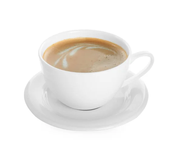 Xícara Café Saboroso Isolado Branco — Fotografia de Stock