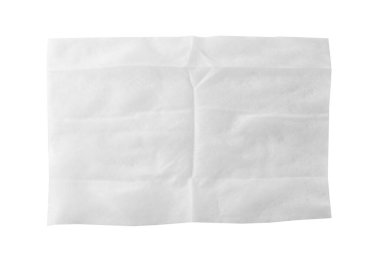 One wet wipe isolated on white, top view