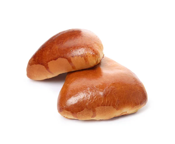 Bakt Pirozhki Hvit Bakgrunn Nydelig Konditorvarer – stockfoto