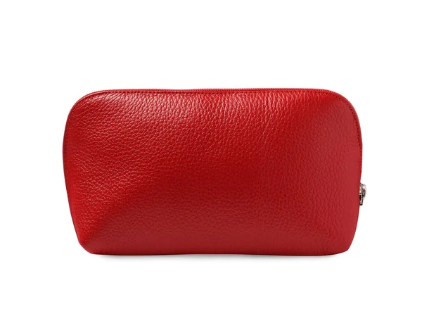 Stylish Red Cosmetic Bag Isolated White — Stock Photo, Image