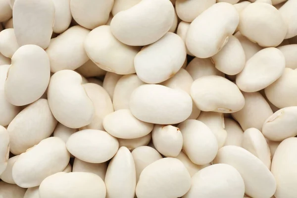 Pile Uncooked White Beans Background Closeup — Stock Photo, Image