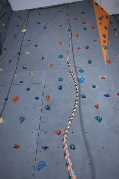 Mur Escalade Avec Des Prises Des Cordes Dans Salle Gym — Photo