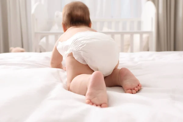 Little Baby Diaper Bed Home Back View — Stock Photo, Image