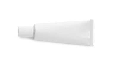 Boş merhem tüpü beyaz, üst görünümde izole