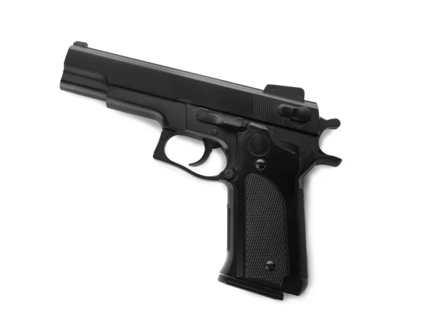 Pistola Preta Isolada Branco Arma Moderna — Fotografia de Stock