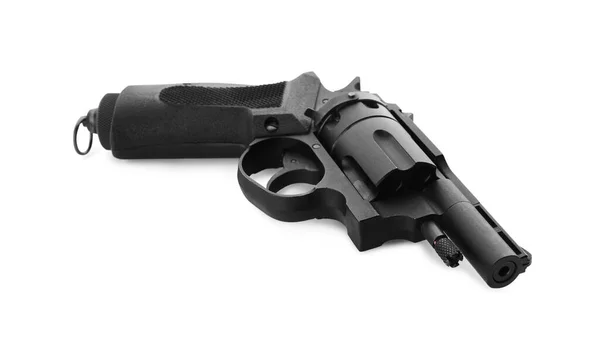 Pistola Negra Aislada Blanco Arma Moderna —  Fotos de Stock