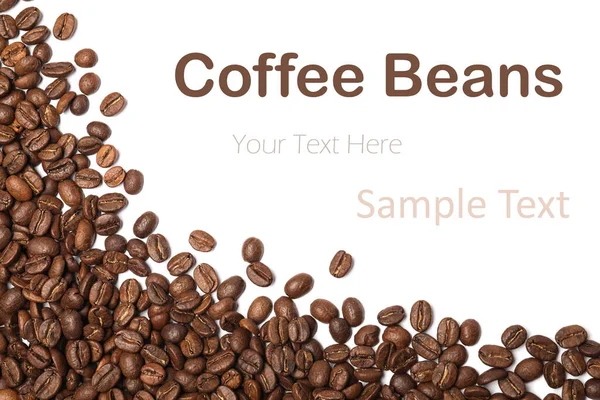 Many Roasted Coffee Beans White Background Top View Space Design — Stock Photo, Image