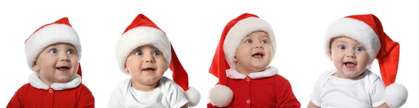 Колаж Фотографіями Милої Дитини Білому Тлі Банерний Дизайн Перше Різдво — стокове фото