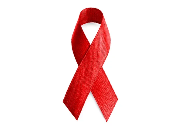 Cinta Roja Aislada Blanco Día Mundial Del Cáncer — Foto de Stock