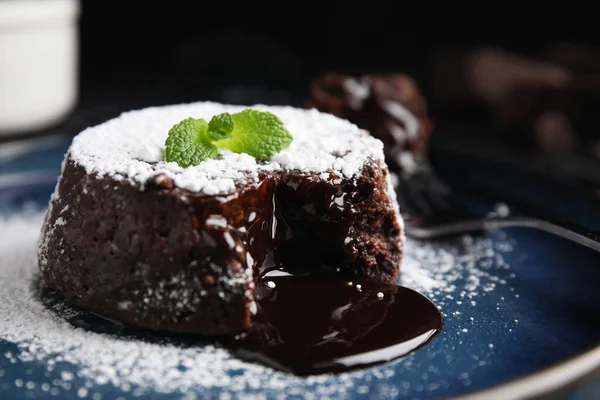 Sıcak Çikolata Nane Şekeri Ile Nefis Taze Bir Şekerleme Yakın — Stok fotoğraf