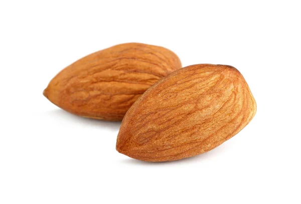 Organic Almond Nuts White Background Closeup Healthy Snack — Stock Photo, Image