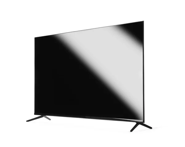 Moderner Fernseher Mit Leerem Breitbildschirm Isoliert Auf Weiß — Stockfoto