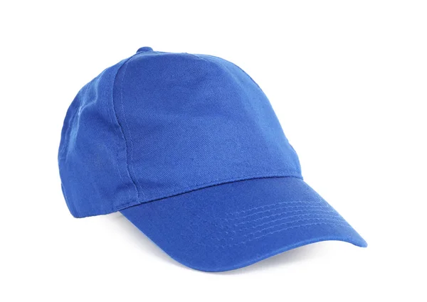 Elegante Gorra Béisbol Azul Aislada Blanco —  Fotos de Stock