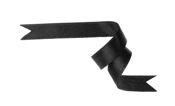 Elegant Black Ribbon Isolated White Top View — Stock Photo, Image