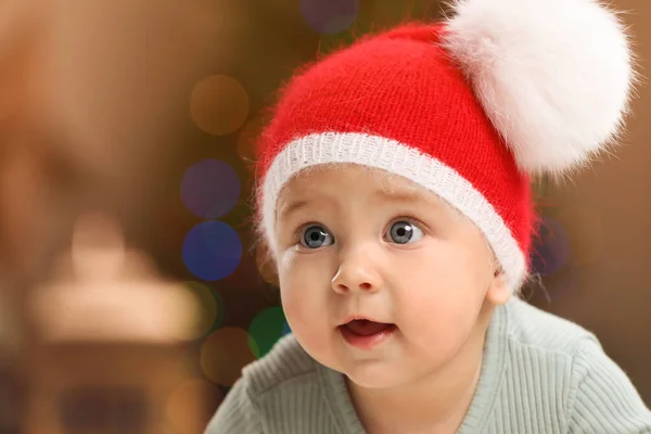 Lindo Bebé Luces Borrosas Navidad Fondo Espacio Para Texto Vacaciones —  Fotos de Stock