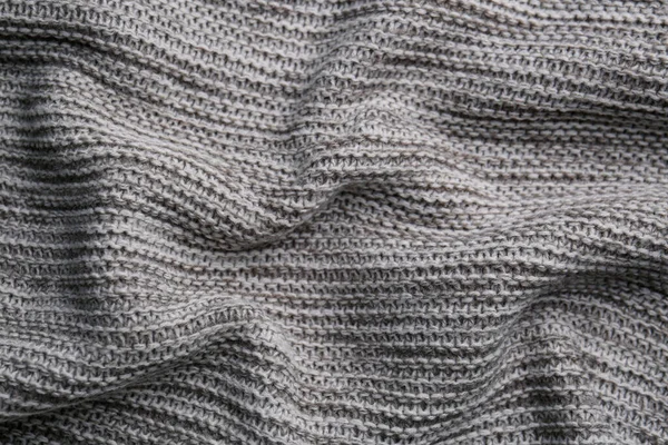 Beautiful Grey Knitted Fabric Background Top View — Stock Photo, Image