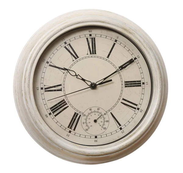 Stylowy Vintage Zegar Ścienny Izolowany Białym — Zdjęcie stockowe