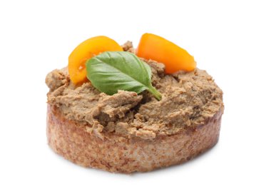 Lezzetli ezmeli, domatesli ve fesleğenli taze ekmek.