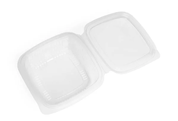 Tomma Plastbehållare För Mat Isolerad Vitt Ovan — Stockfoto