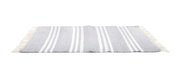 Tapis Élégant Gris Clair Isolé Sur Blanc Accessoire Intérieur — Photo