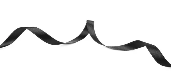 Beautiful Elegant Black Ribbon Isolated White — Stock Photo, Image