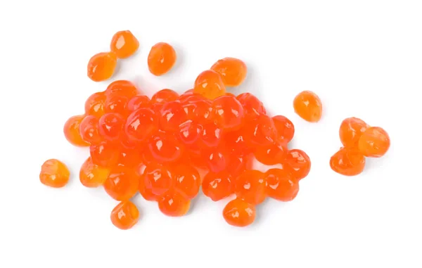 Delicioso Caviar Vermelho Isolado Branco Vista Superior — Fotografia de Stock