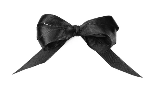 Elegant Black Ribbon Tied Bow Isolated White Top View — Stock Photo, Image