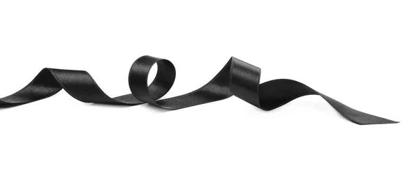 Beautiful Elegant Black Ribbon Isolated White — Stock Photo, Image