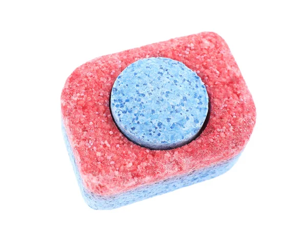 Jedna Tabletka Detergentu Zmywarek Naczyń Izolowana Białym — Zdjęcie stockowe