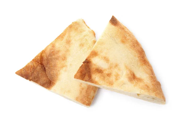 Cut Fresh Pita Bread White Background — Stock Photo, Image