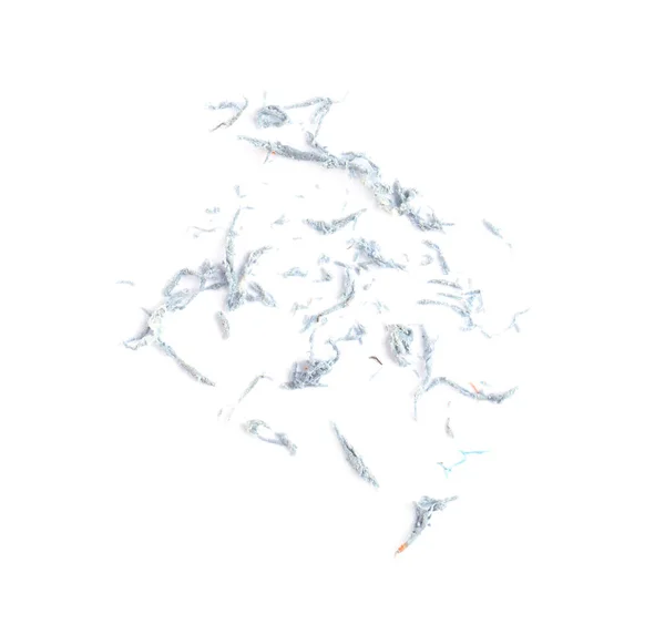白い背景に薄い青の消しゴムパン粉の山 トップビュー — ストック写真