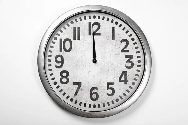 Horloge Analogique Élégante Suspendue Mur Blanc — Photo