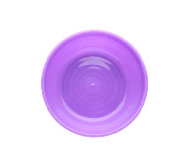 Plastik plaka beyaza izole edilmiş, üst manzara. Bebek maması servisi.