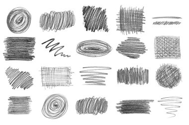 Beyaz arkaplan üzerine el çizimi kalem karalaması ile ayarlayın, üst görünüm