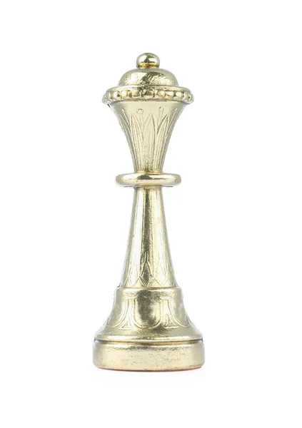Золотая Королева Изолирована Белом Шахматная Фигура — стоковое фото