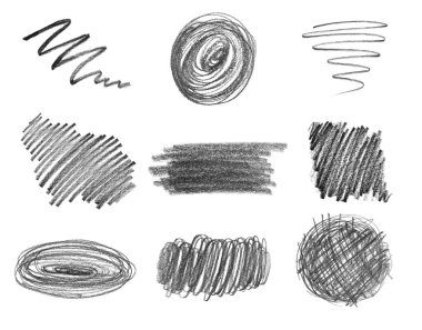 Beyaz arkaplan üzerine el çizimi kalem karalaması ile ayarlayın, üst görünüm