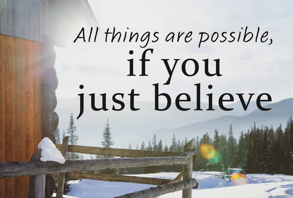 All Things Possible You Just Believe Inspirational Quote Saying Power — Stock Photo, Image