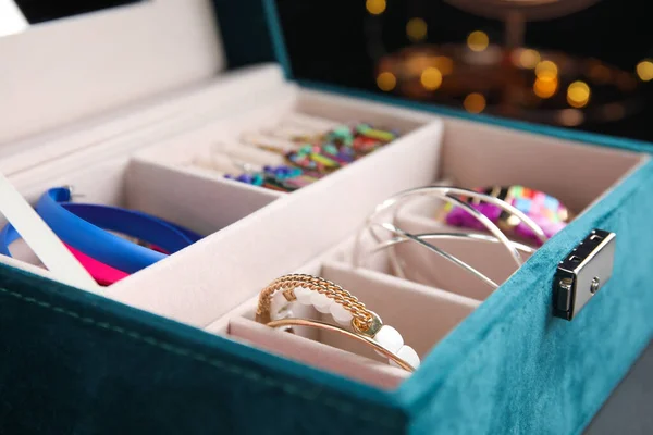 Elegant Jewelry Box Beautiful Bijouterie Closeup — Stock Photo, Image