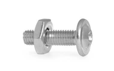 Metal cıvata ve reçel somunu beyaza izole edilmiş