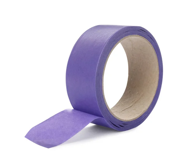 白に分離された紫色の粘着テープのロール — ストック写真