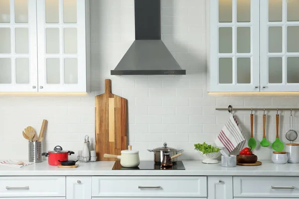 Piano Lavoro Con Diversi Utensili Cucina Prodotti Cucina — Foto Stock