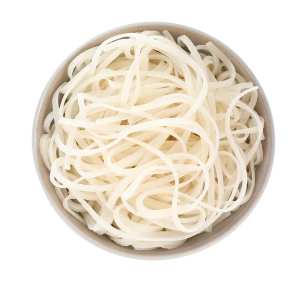 Μπολ Νόστιμο Μαγειρεμένο Ρύζι Noodles Απομονώνονται Λευκό Κορυφαία Άποψη — Φωτογραφία Αρχείου