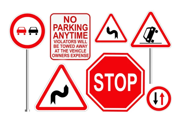 Set Different Road Signs White Background — Stock Photo, Image
