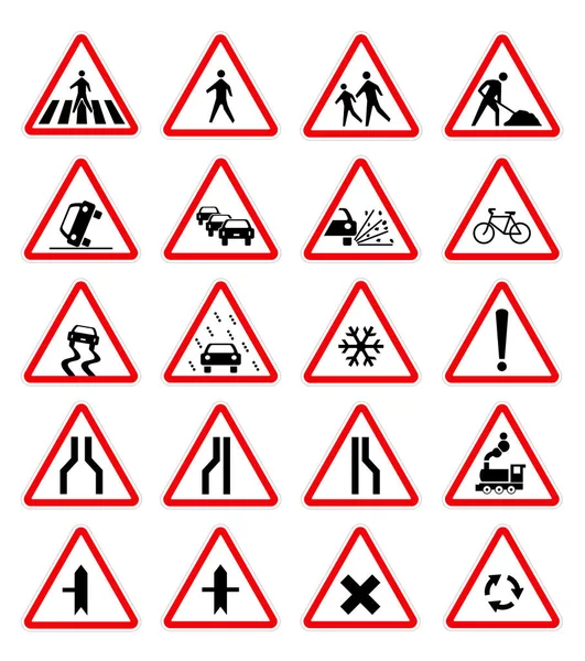Set Different Road Signs White Background — Stock Photo, Image