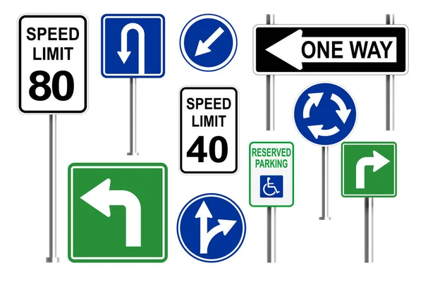 Set Different Road Signs White Background — Stock Photo, Image